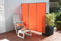 Sichtschutz Terrasse mit 3er Paravent, Farbe terracotta-orange mit Wndbefestigung u. Pflanzgef